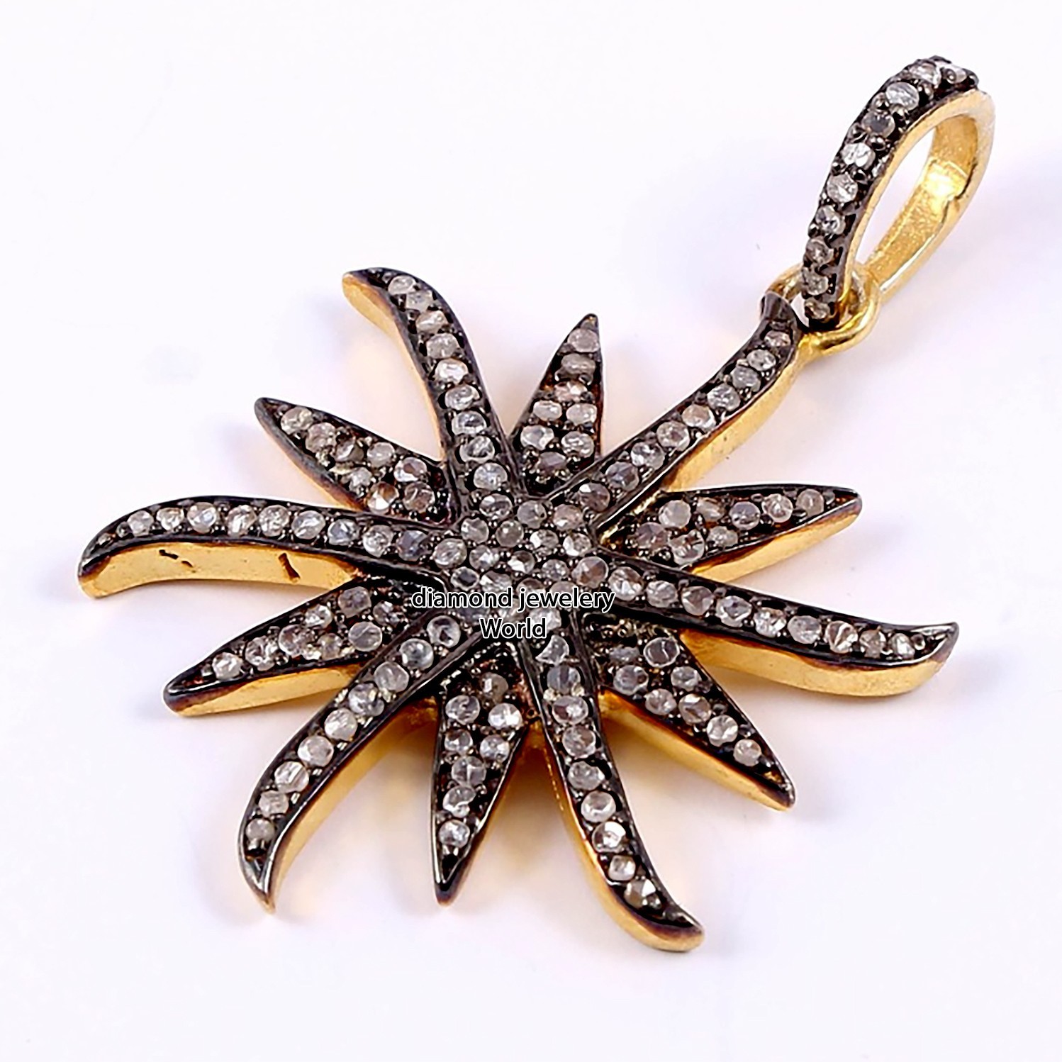 Victorian 1.81ctw Genuine Old Mine Rose Cut Diamond Silver Star Pendant Jewelry
