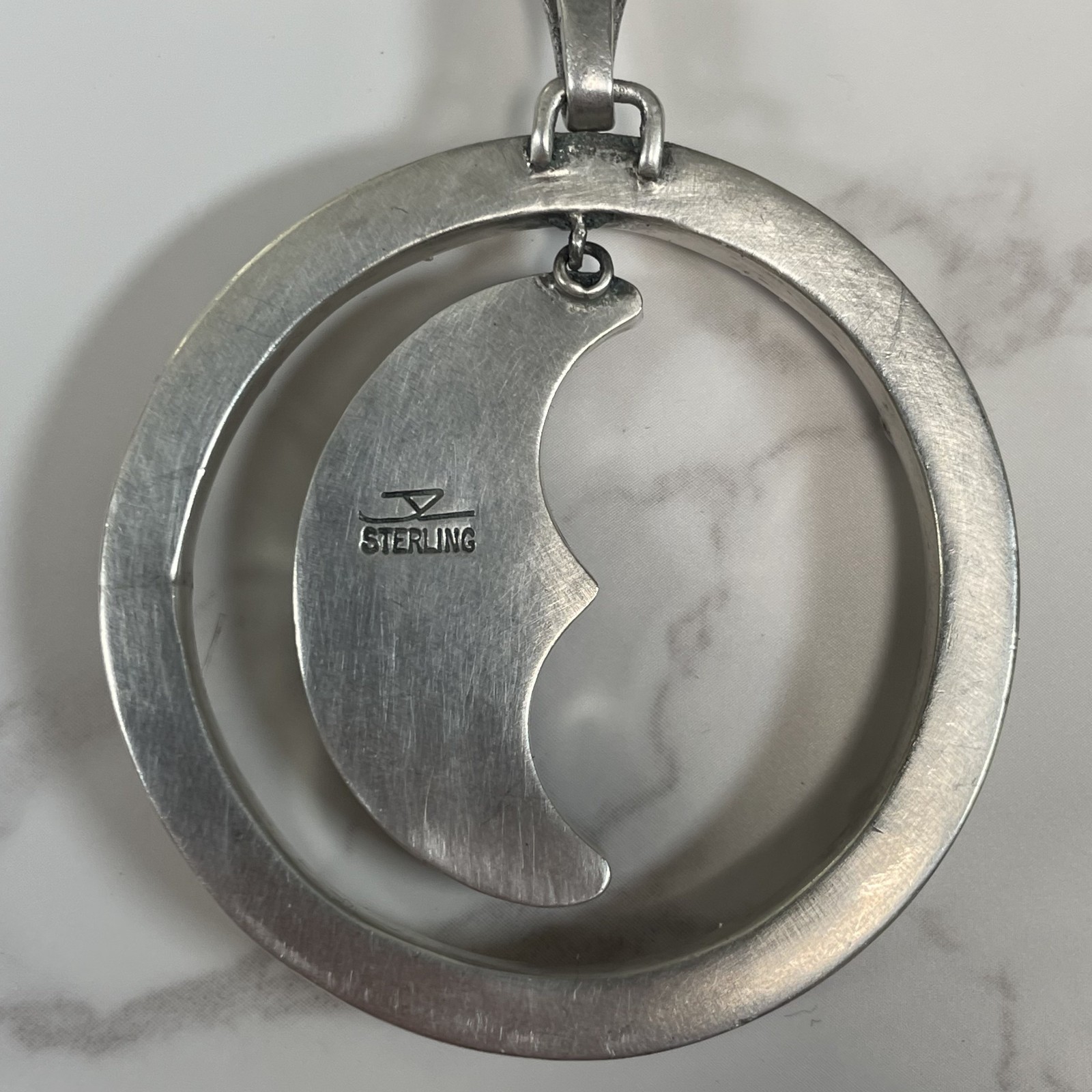 Ken Kantro 29gram S Silver Pendant & Brooch Crescent Moon, Chatoyant Tiger’s Eye