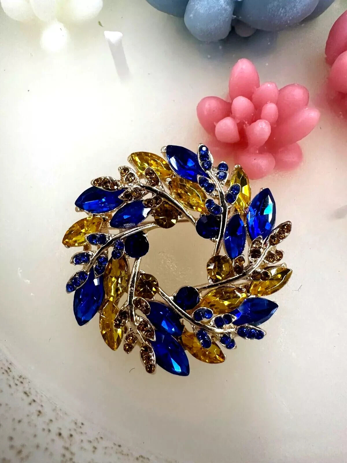 New Ukrainian Easter Wreath Rhinestone Brooch, Wheat Pin, Easter Gift For Her