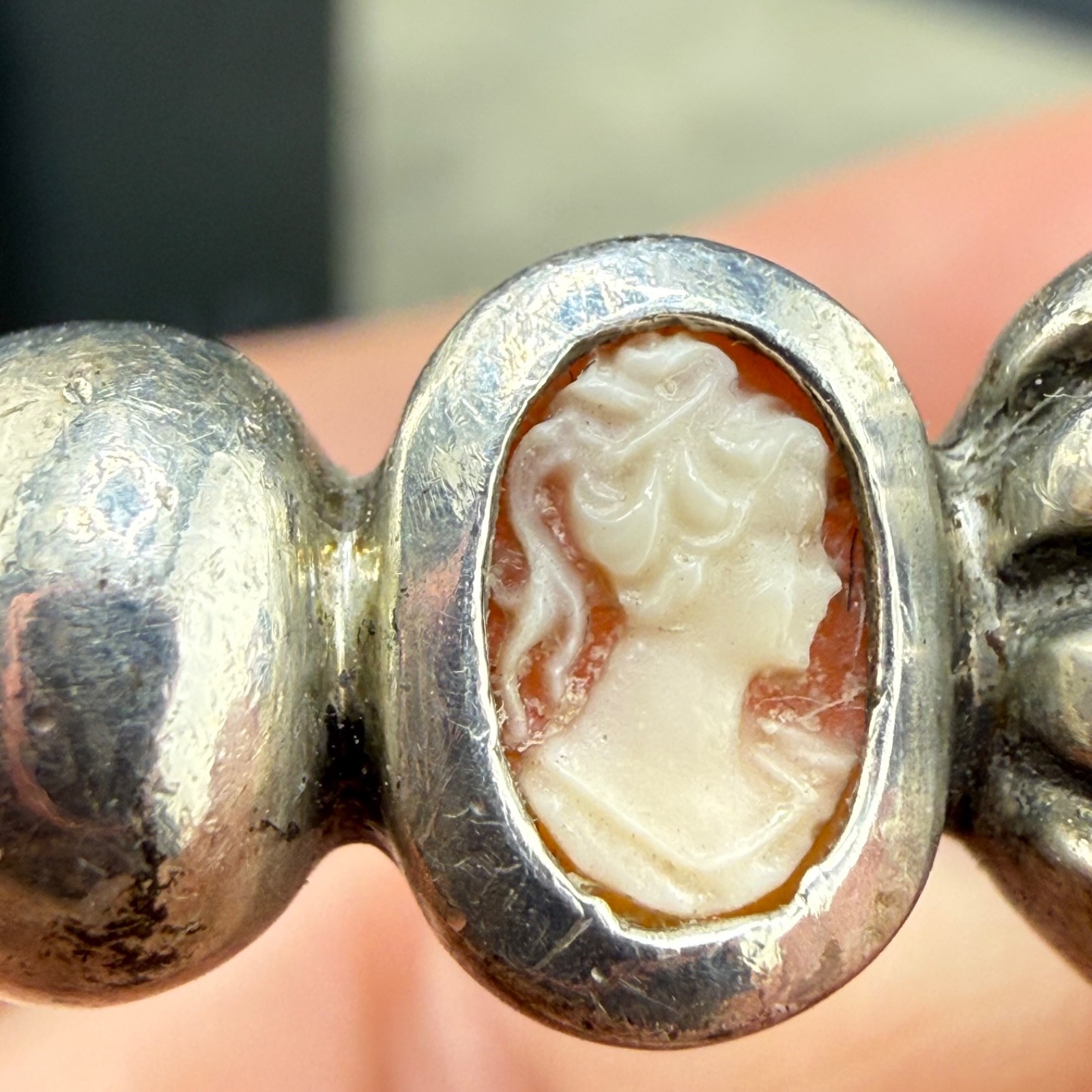 Vintage Sterling Silver Cameo Ring Size 7.5