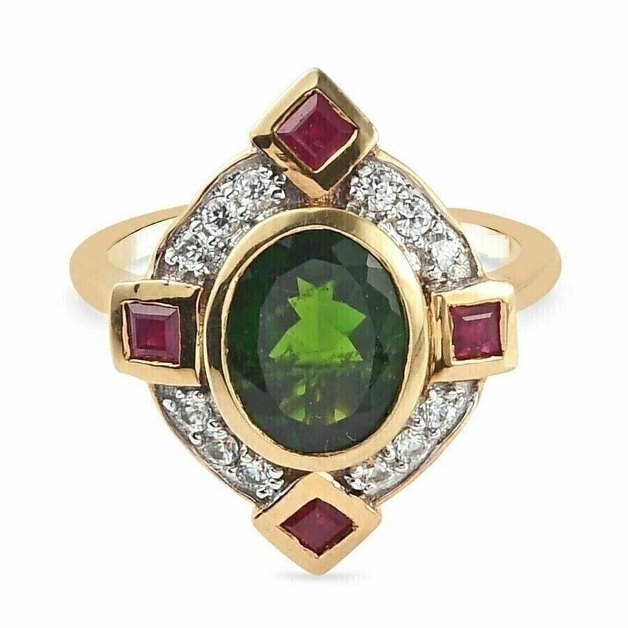 3.50Ct Art Deco Style Green Lab Created Emerald Anniversary 14K Gold Finish Ring