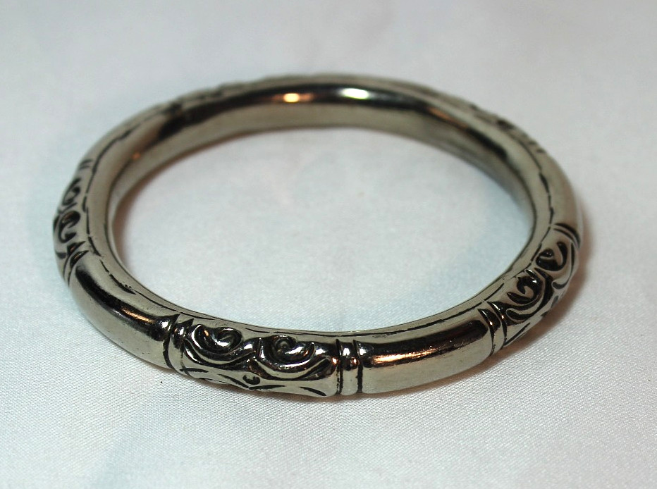 33.6g Vintage Deco Sterling Silver 925 Plated Chinese Rattling Bangle Bracelet
