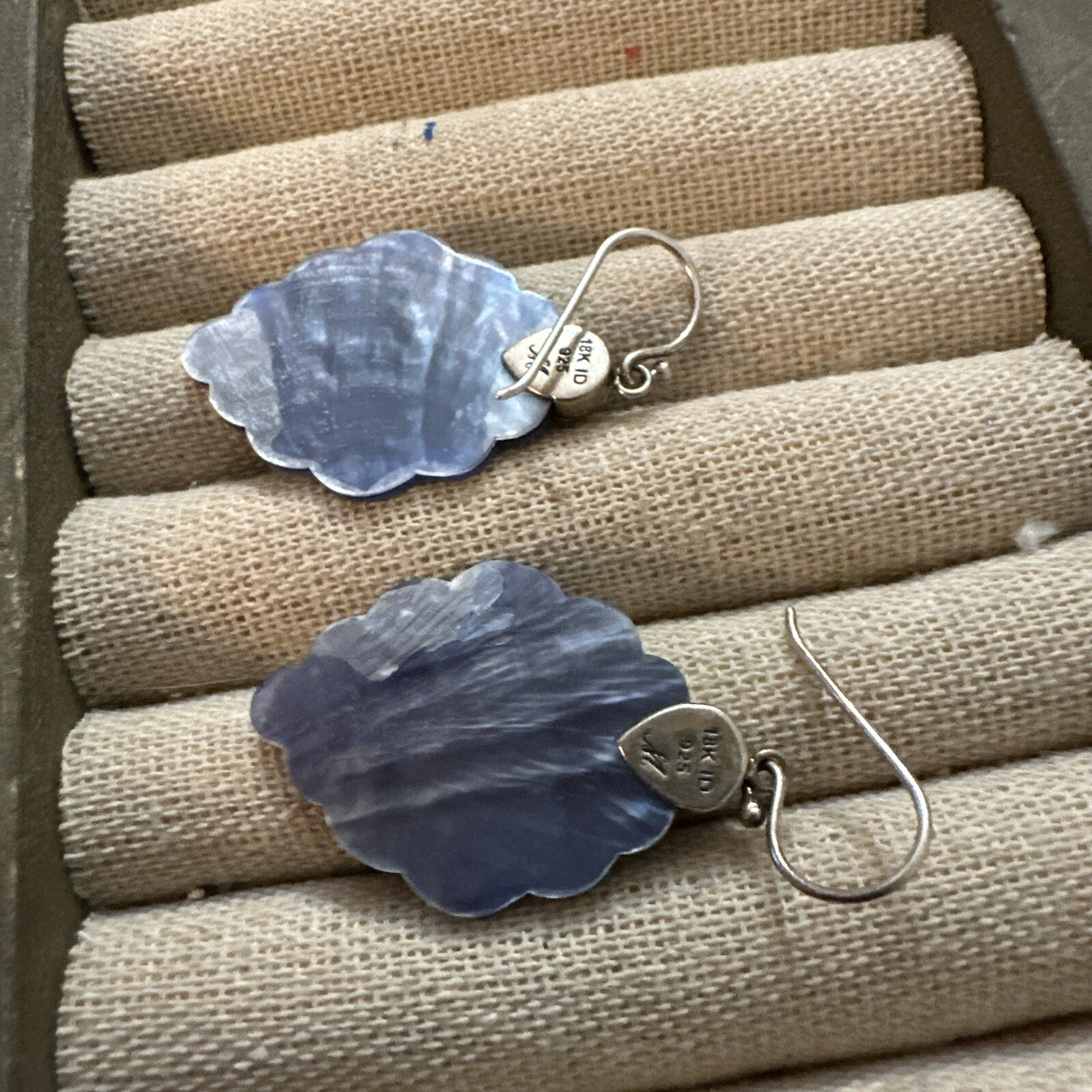 DESIGNER ROBERT MANSE 18K GOLD & STERLING SILVER MOP MOTHER OF PEARL EARRINGS
