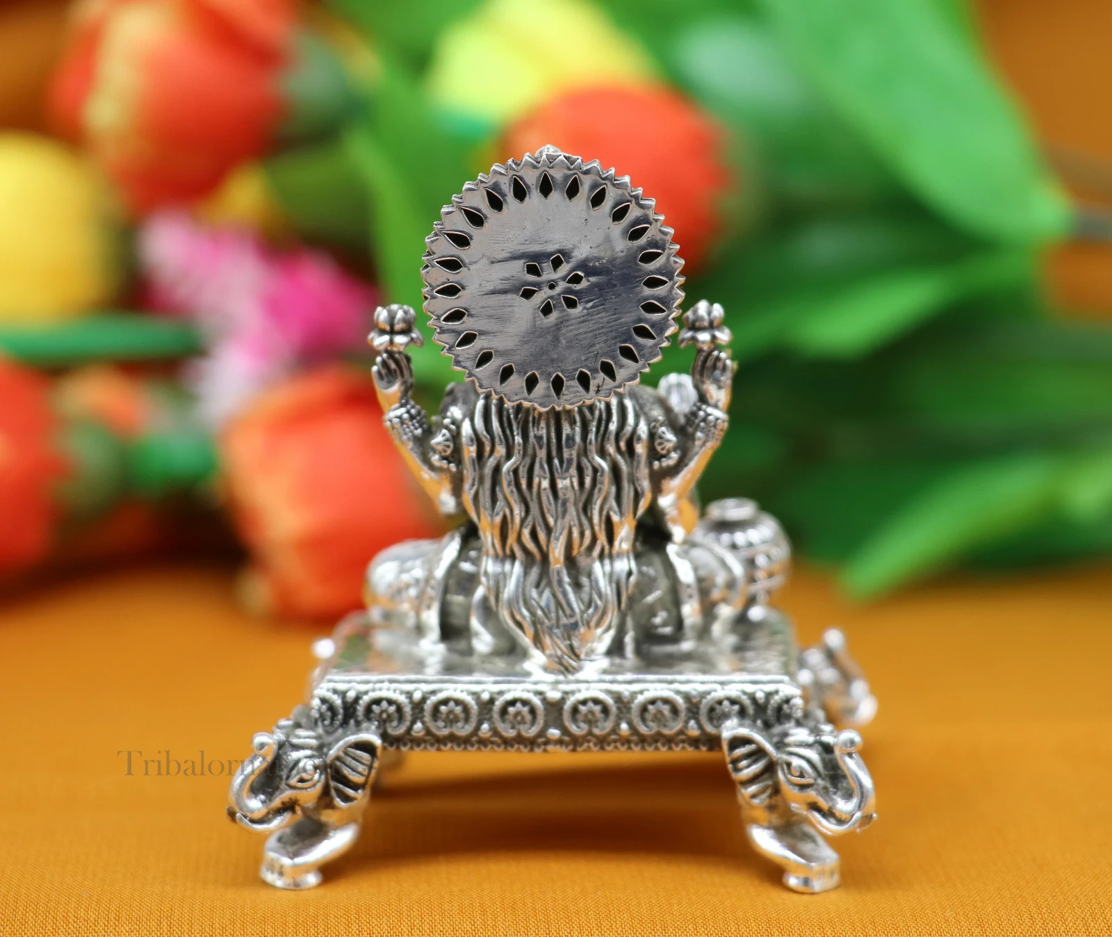 925 sterling silver Goddess Lakshmi sculpture figurine, puja article art226