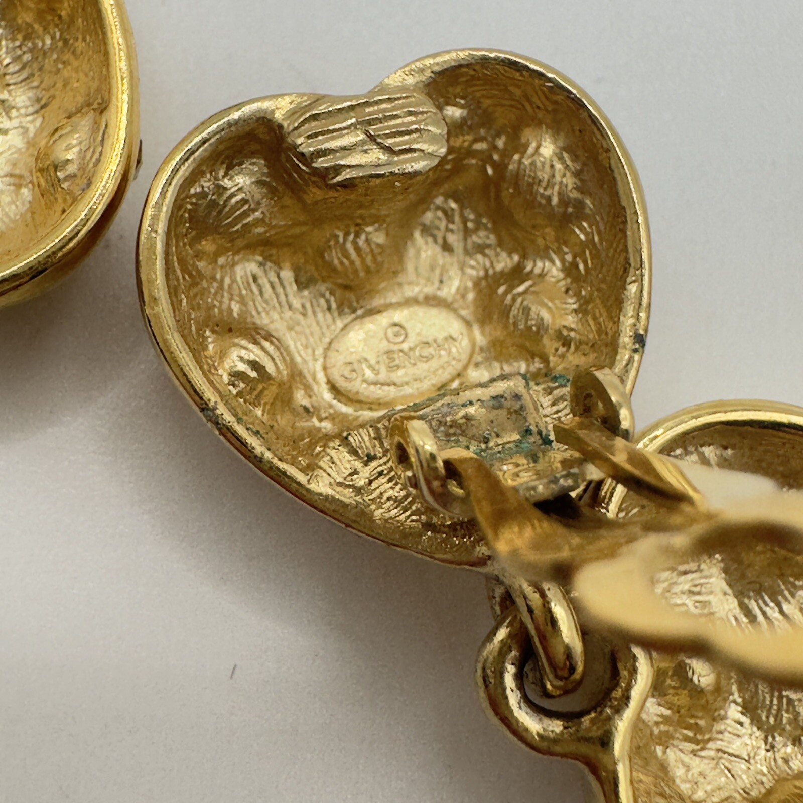 Givenchy Vintage Heart Clip Earrings Gold Tone Chunky Runway 1980 Valentines Day