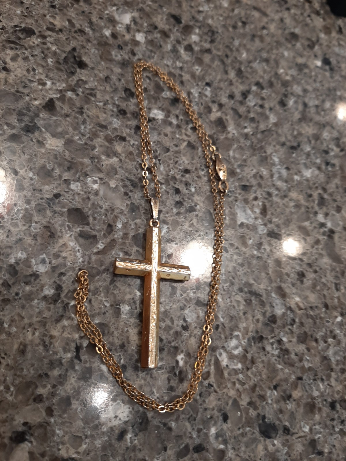 Vintage 1/20th 12K Gold-Filled Engraved Vine Cross Necklace