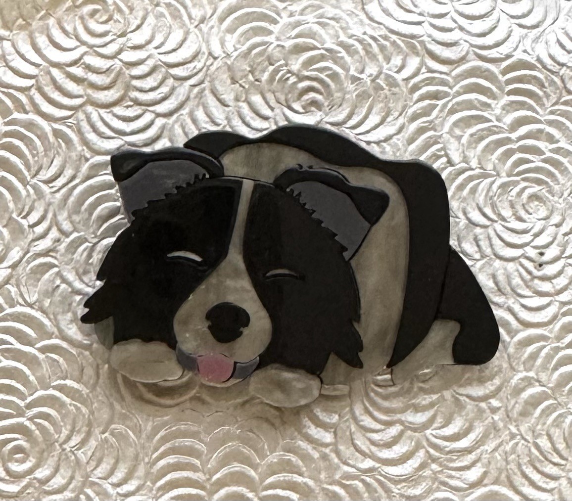 Dog vintage style acrylic brooch pin