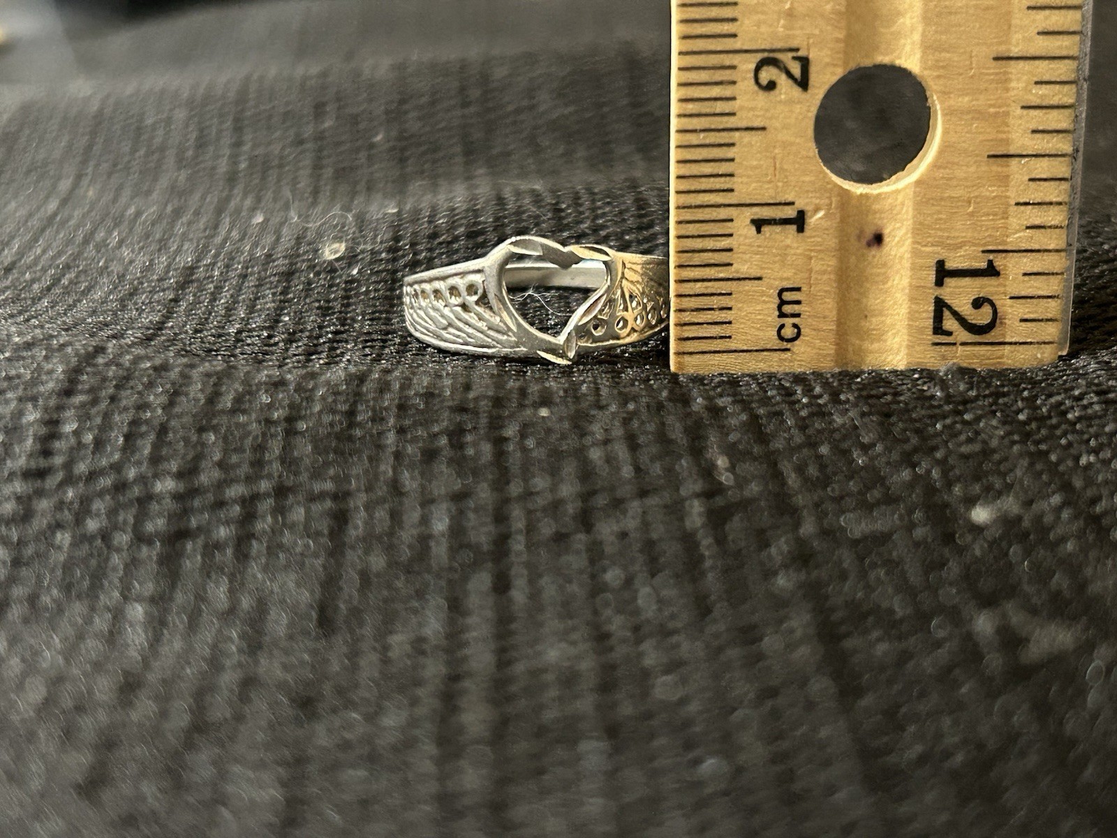 Vintage 925 Sterling Silver Ring Open Heart With Filigree Band Design Size 7
