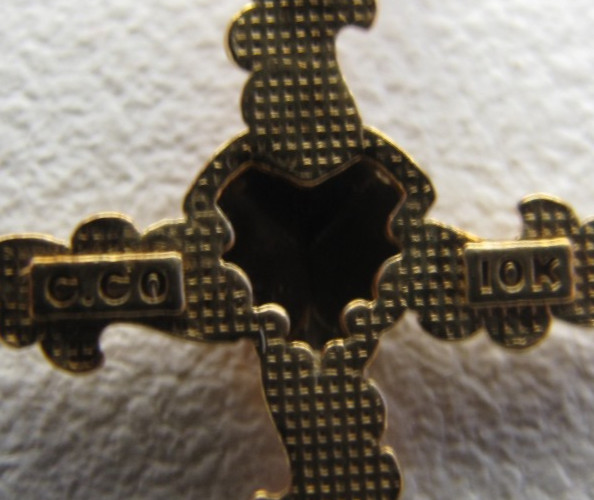 VTG NOS Coleman Co. 10K Yellow Gold Cross~Heart Charm Necklace Pendant~Box~.75″