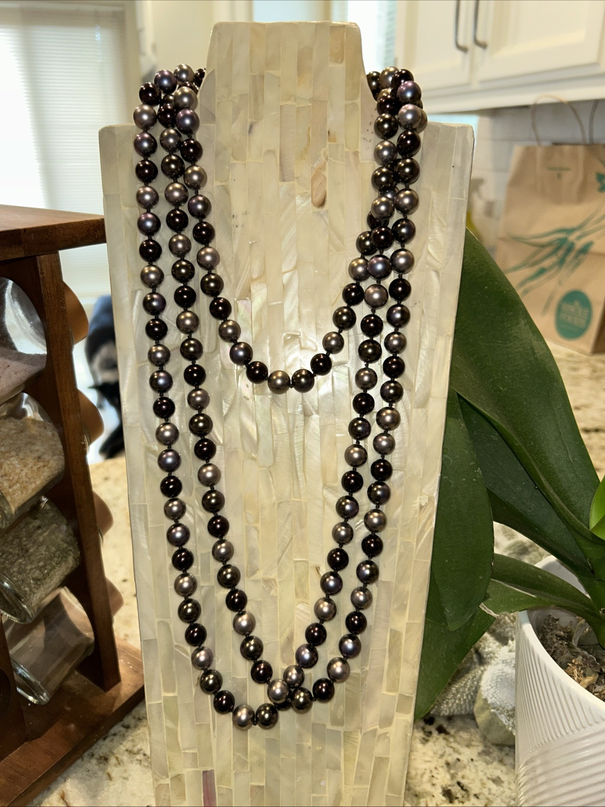 Lavender Colors Faux Hand knotted Pearl Stunning 68”