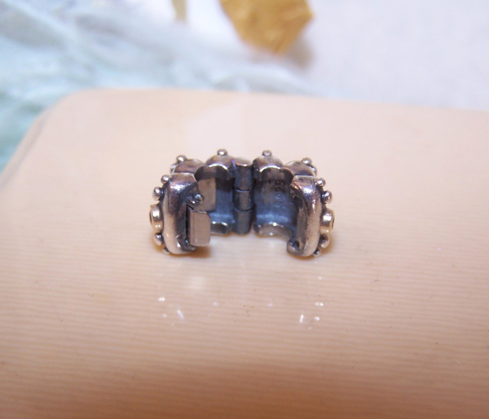 PANDORA Fusion Sterling Silver Yellow Gold Pink CZ Clip Charm #790853PCZ