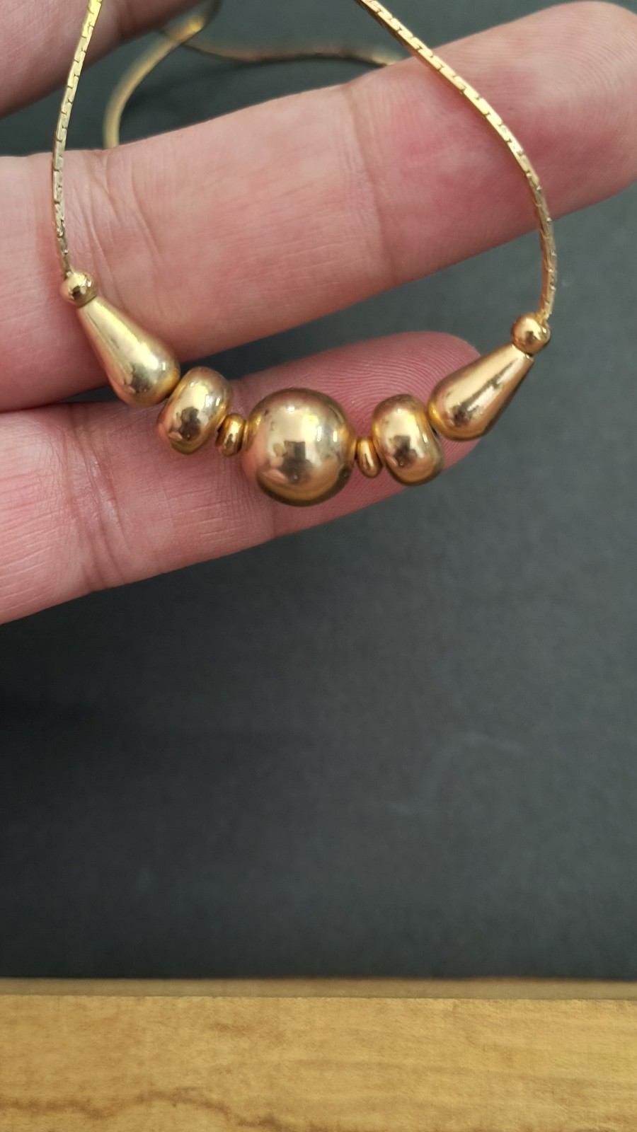 VTG Retro / Art Deco Bead Necklace in Goldtone, Ancient Theme & Style, 18 inche