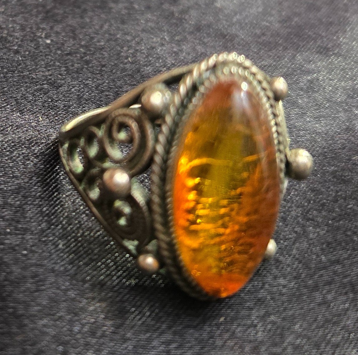Vintage Signed Latvian Amber Ring made by A. Hellwigs