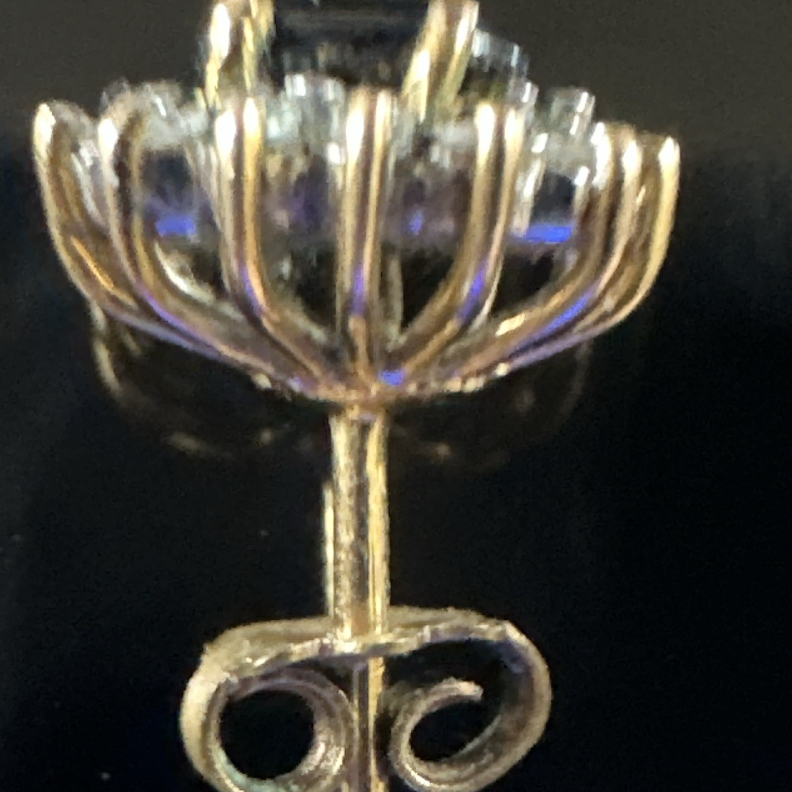 Vintage Yellow Gold Oval Blue Sapphire Halo Cluster Ring, Diamond Accents, 4/5
