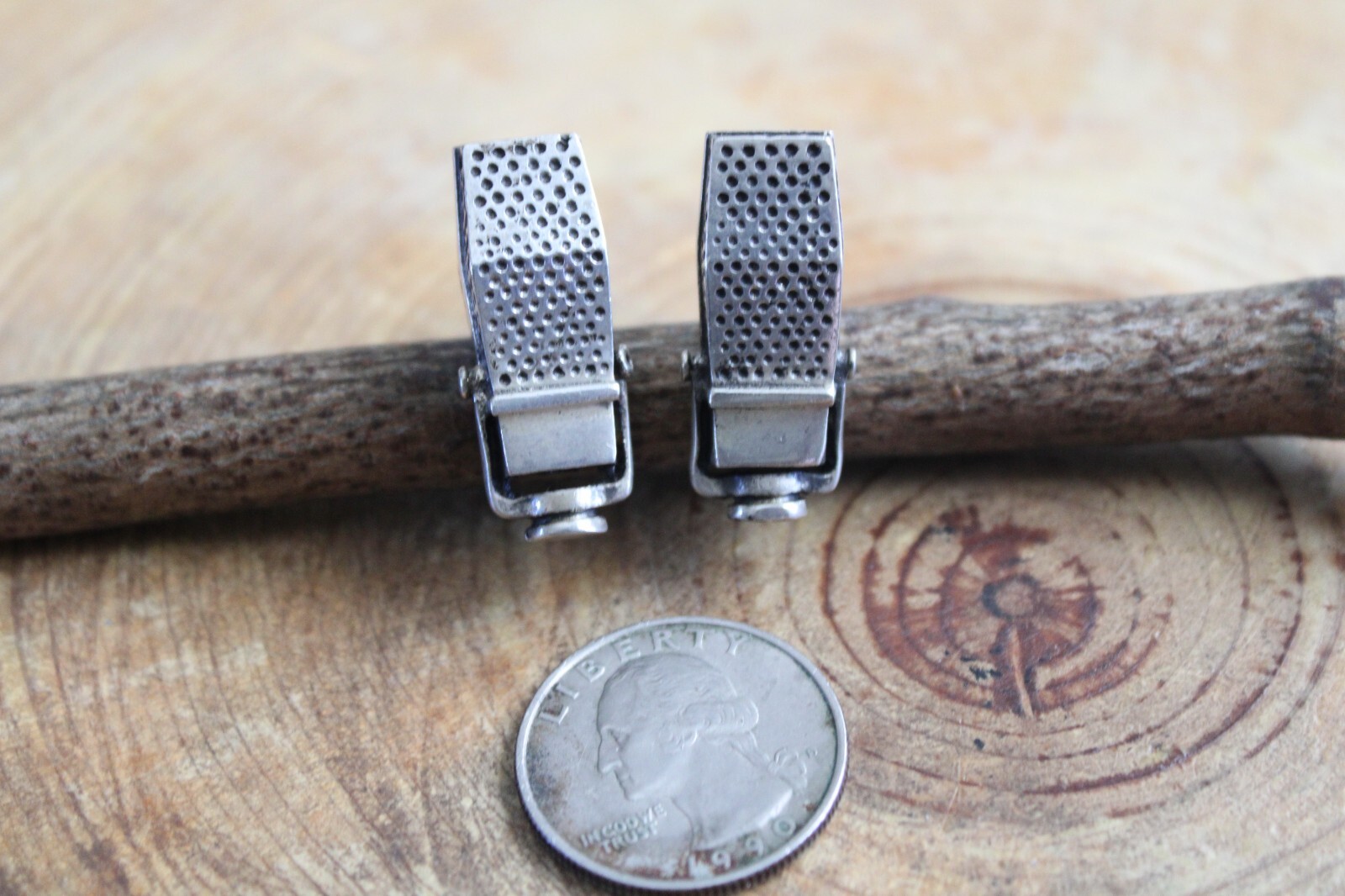 Fenwick & Sailors Sterling Silver Ribbon Microphone Mic Cufflinks 1950’s