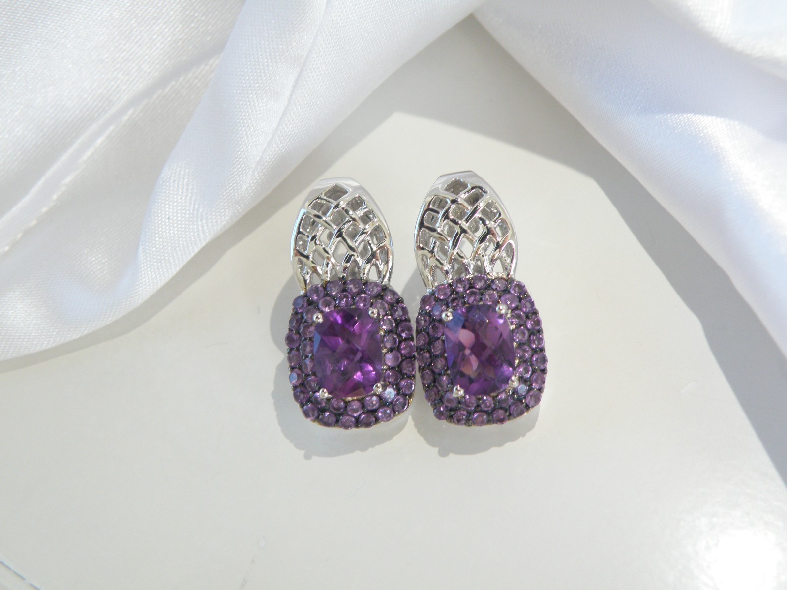 Sterling Silver 925 Natural Heated African Amethyst Earrings