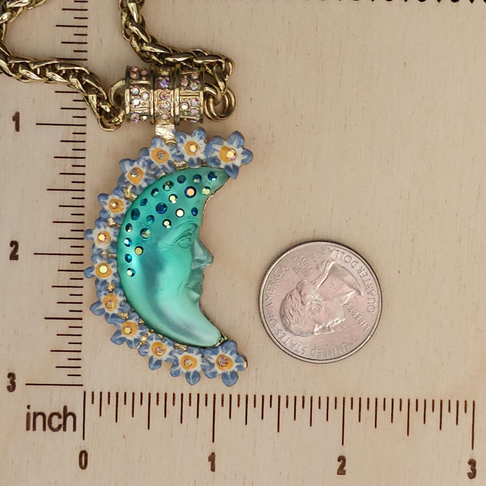 Kirks Folly Goddess Moon Magnetic Necklace & Pendant 30″ Celestial Gold Tone