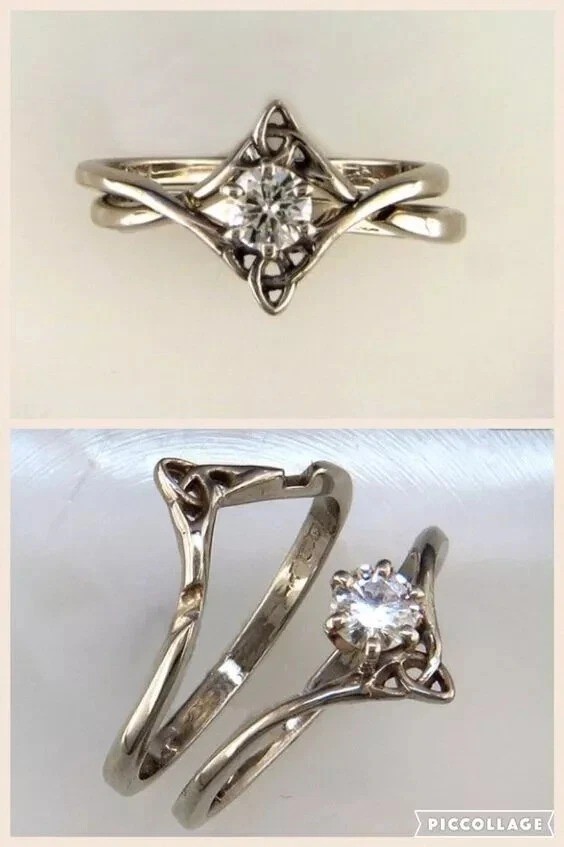 Art Deco Vintage Style Lab Created Diamond 925 Silver Wedding Bridal Ring Set