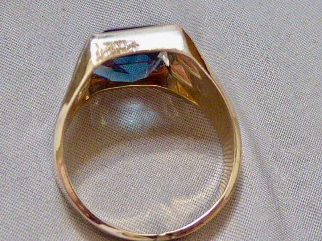 SIGNED V C VINTAGE 10K YELLOW GOLD FILLED NEW OLD STOCK 70’S SIZE 11 BLUE RING