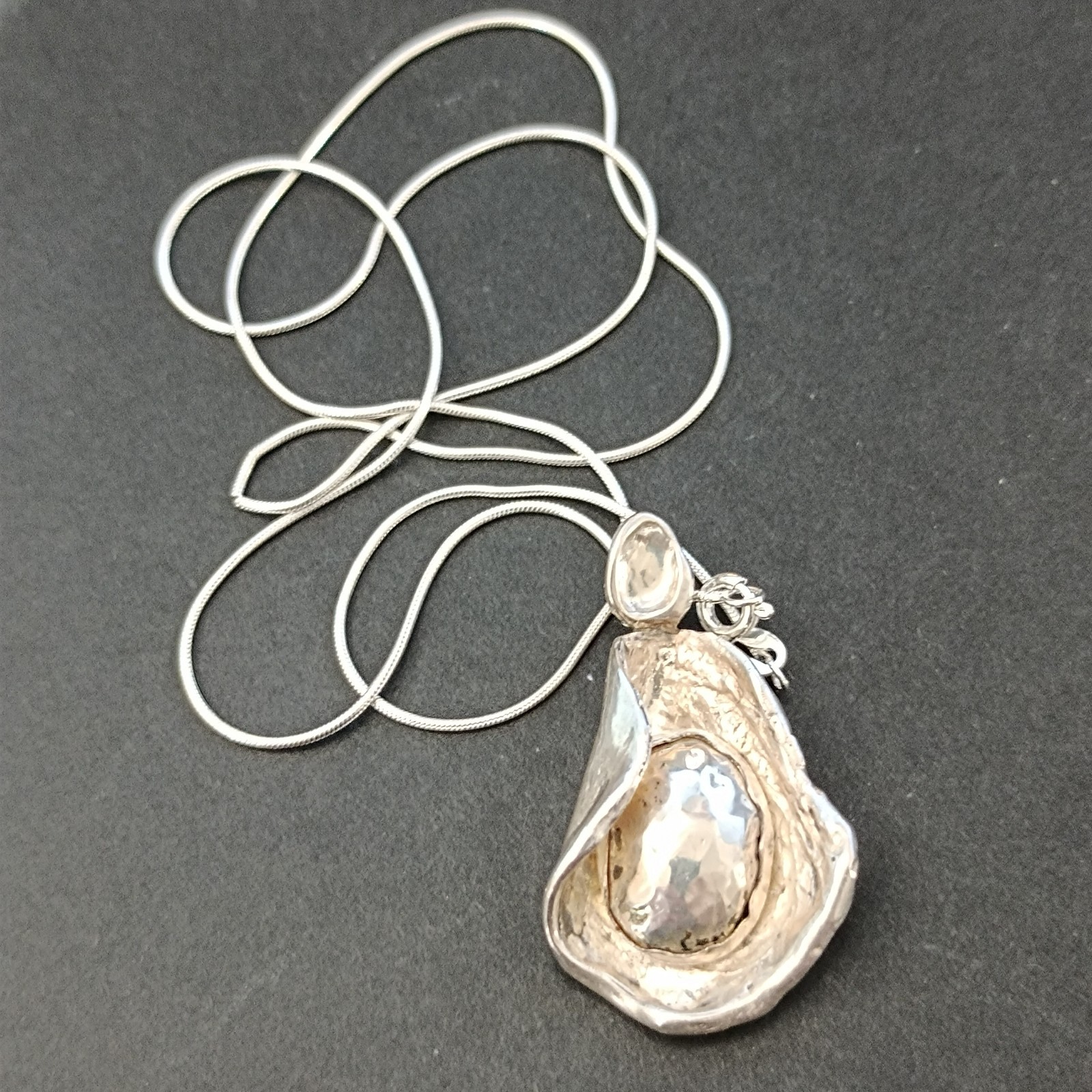 Modernist Sterling Silver Sculptural Pendant Necklace Abstract Freeform Art VTG