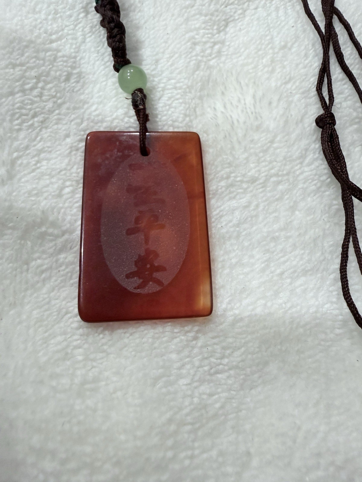 Vintage carnelian necklace pendant with jade