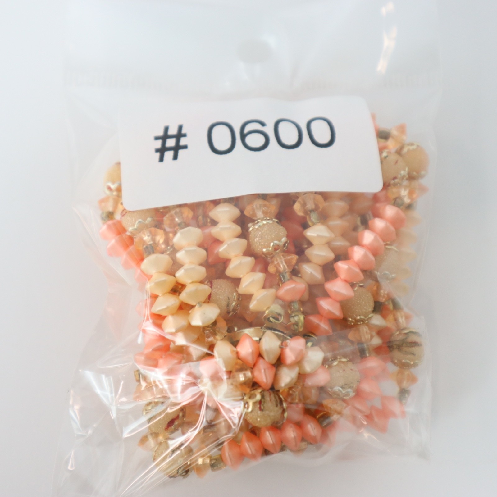 Vintage Multi Strand Lucite Sugar Beads Coral Pink Cluster Hong Kong Japan
