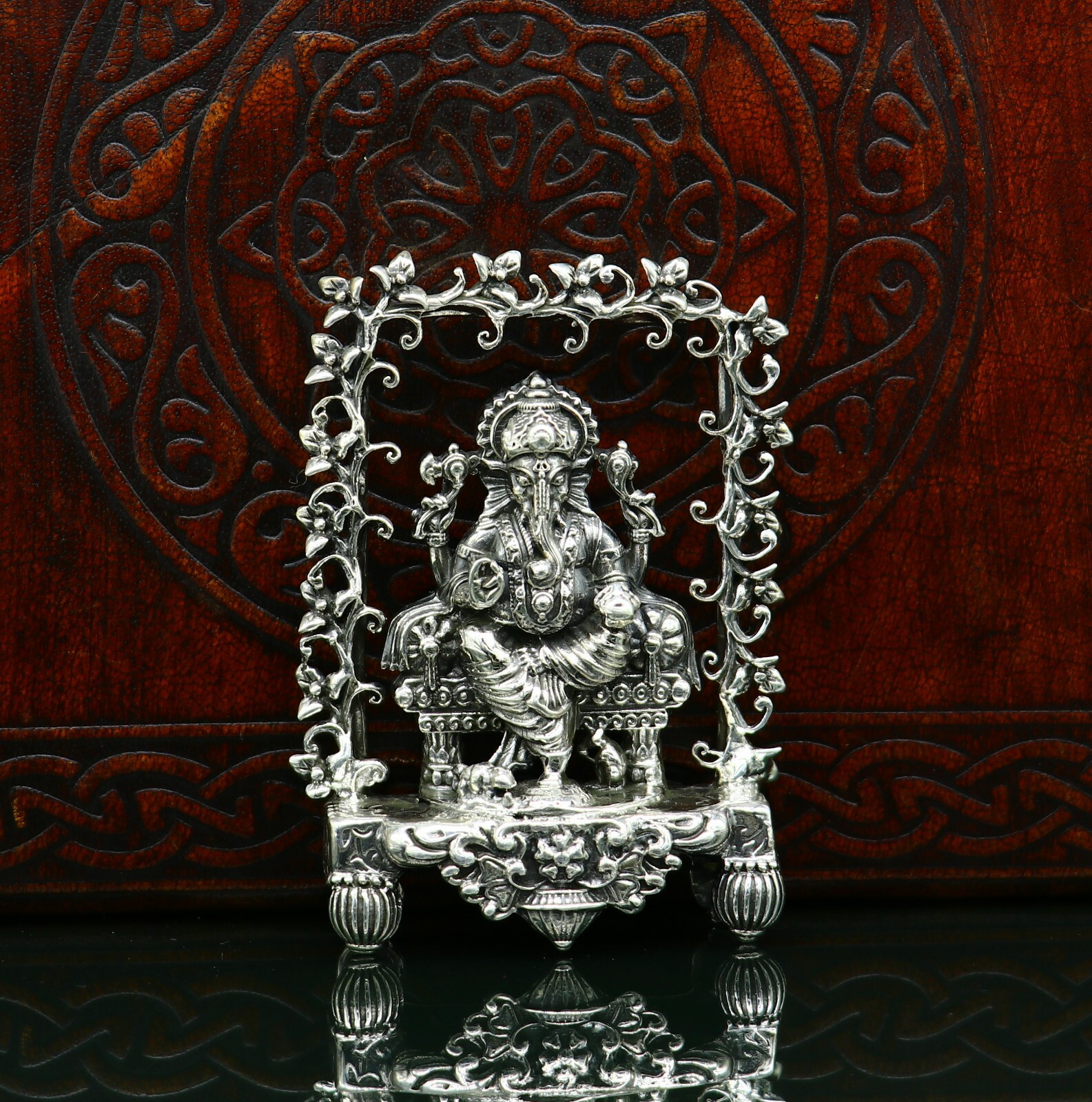 925 pure silver God Ganesha statue, figurine, puja article home temple art04