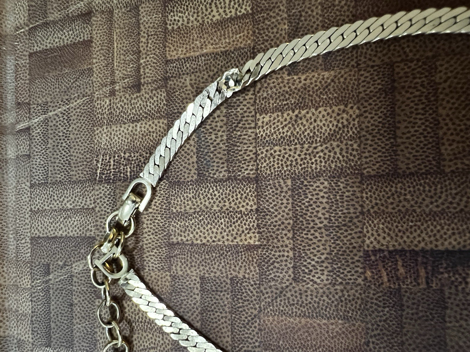 Vintage Christian Dior Necklace Gold Tone Oval Faux Pearl Rhinestone Signed