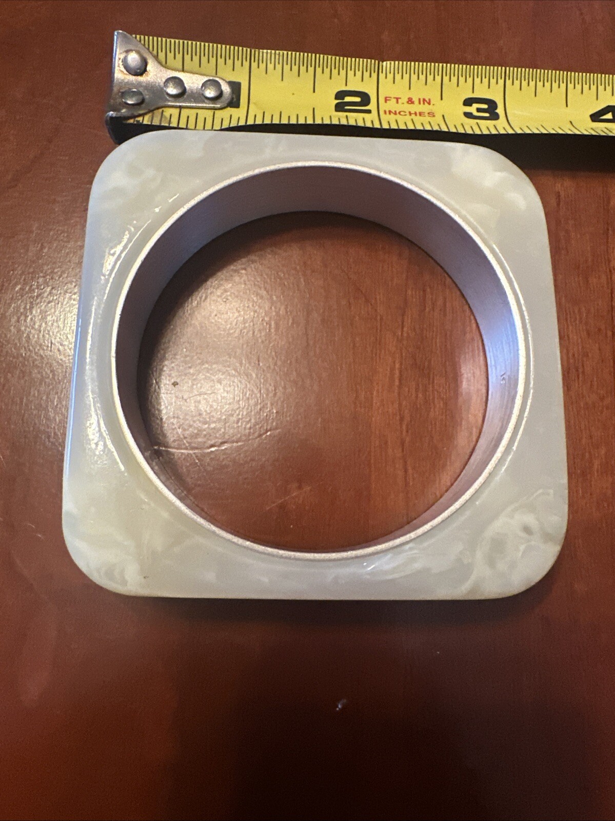 Unusual square shape Acrylic Resin vintage silver modernist bracelet