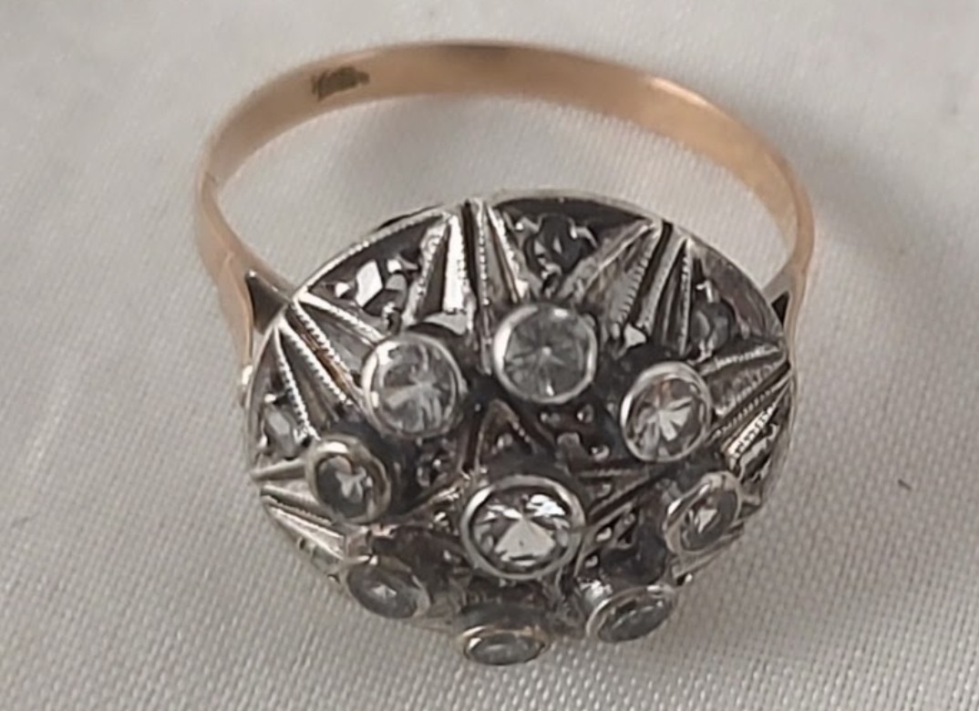 RARE Antique ESTATE 18K Band Sterling Top Spinel Stone Victorian Era Ring Sz 5.5