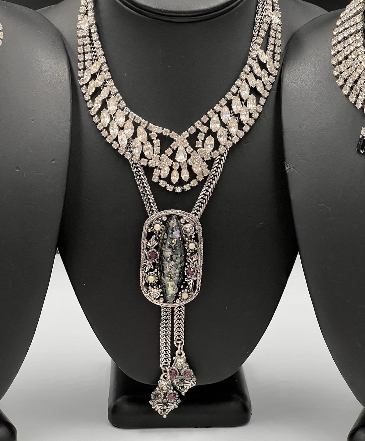 Vintage Rhinestone Necklace Lot, Bib & Statement, Signedf Kramer, Selro