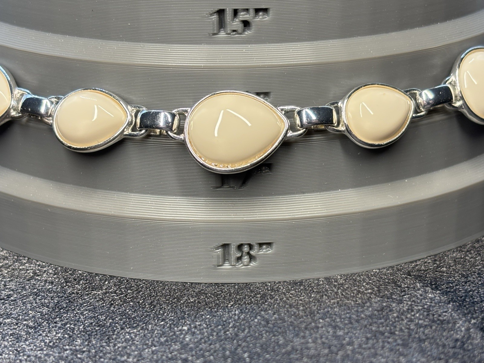 Vintage Napier Link Necklace Bracelet Cream Silver Tone