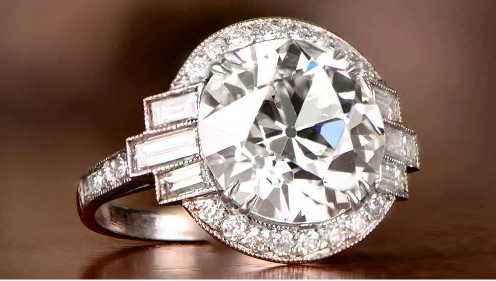 Classic Old European Cut 12.35CT Moissanite Engagement Women’s Ring 925 Silver