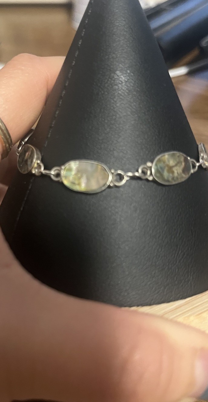 Vintage Sterling And Abalone Bracelet . 6.75 Inches. Acid Tested