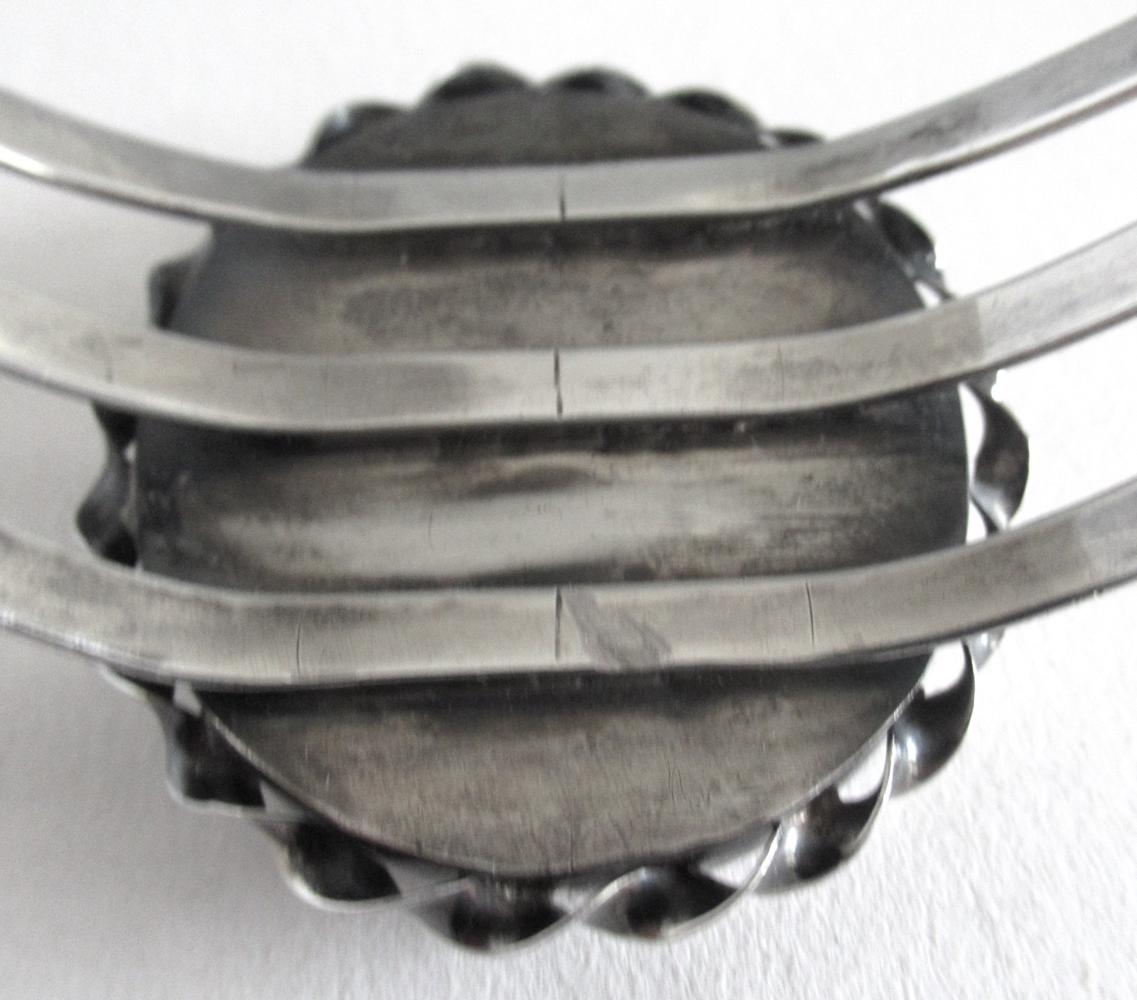UNISEX HEAVY WIDE NAVAJO STERLING CUFF BRACELET w PETRIFIED WOOD, 51GR, 7 INCHES