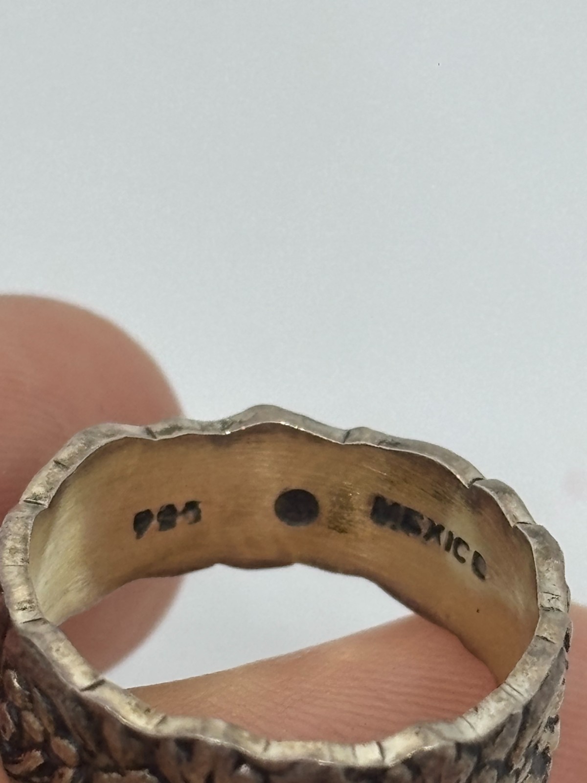 Vintage 60s Boho Flower Floral Mexico 925 Sterling Silver Wedding Band Ring 6.75