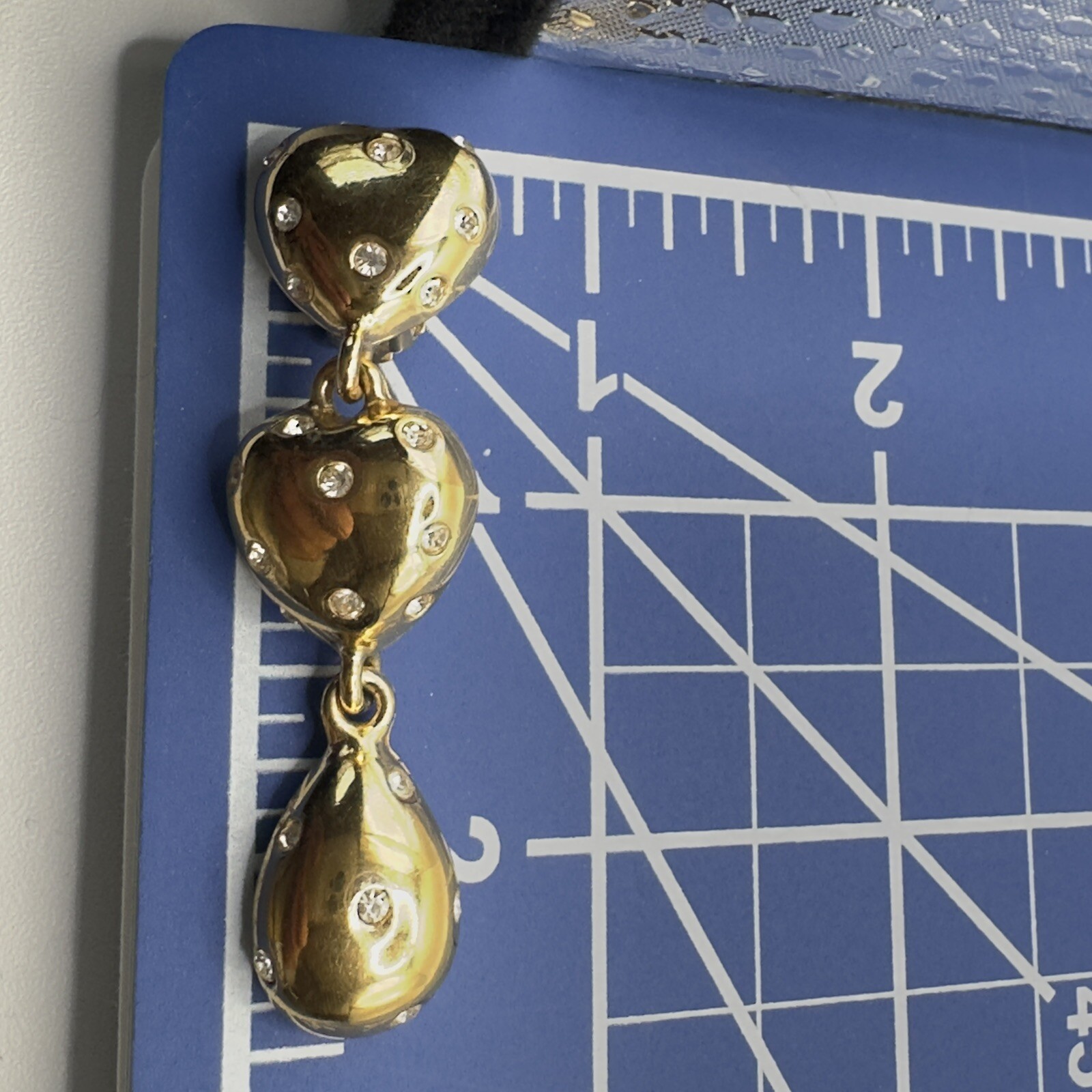 Givenchy Vintage Heart Clip Earrings Gold Tone Chunky Runway 1980 Valentines Day