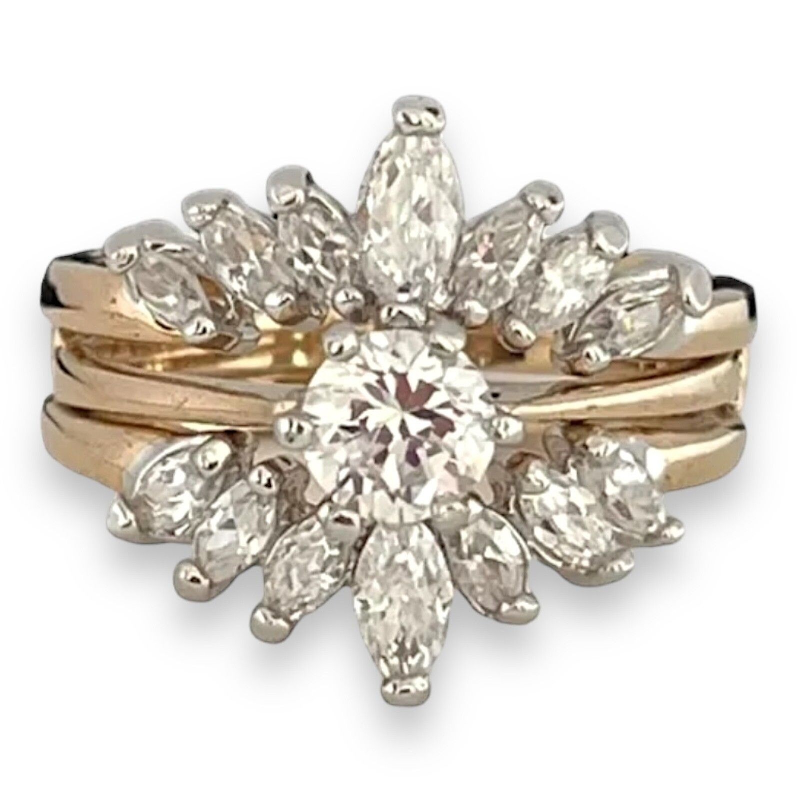 Vintage Wedding Ring Set Size 5 Cubic Zirconia 14K Gold Plate Mid-Century – 14F