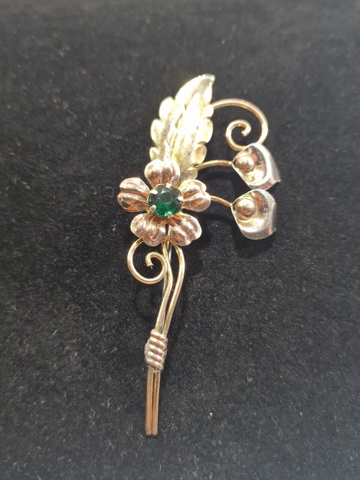 VTG Van Dell 1/20th 12K Gold Fill & Rhinestone Brooch, Silver? ! *66
