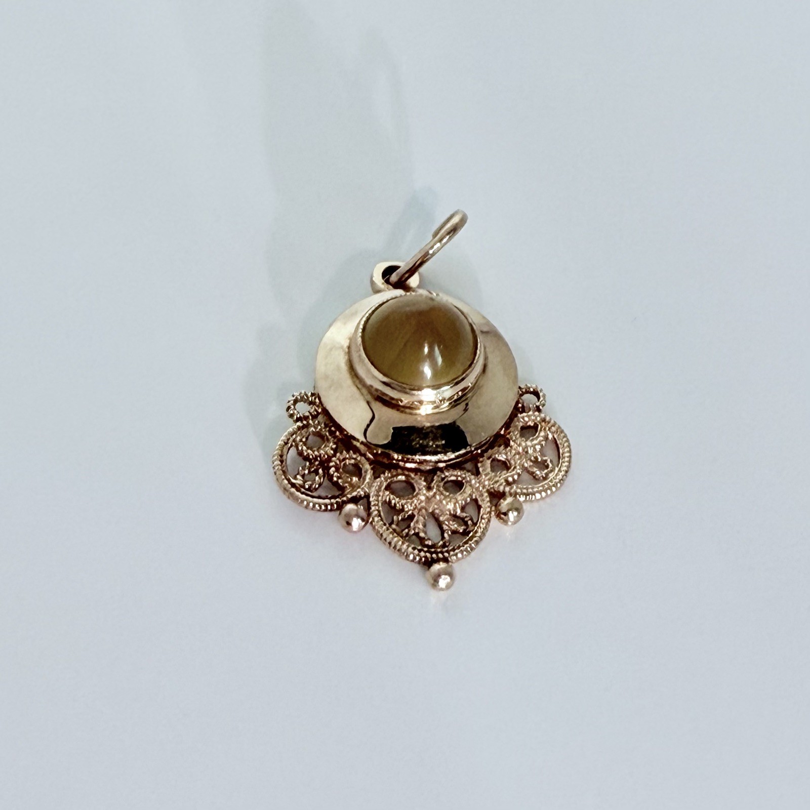 USSR Vintage Soviet Original Natural Cornelian Rose Gold Pendant 583 14K