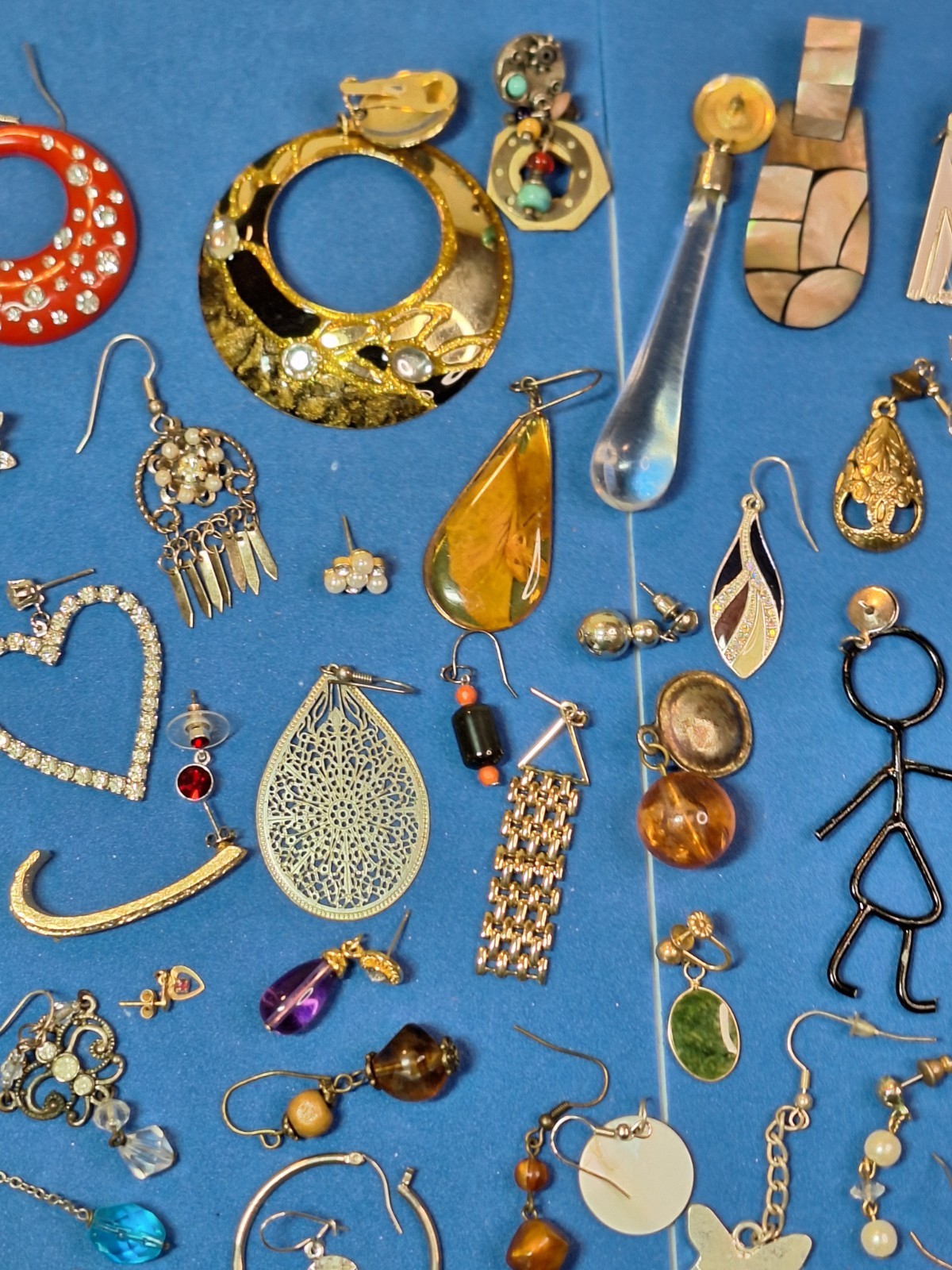 129 pc Single Pierced Earring Lot Rhinestones Dangles Animals Crafts Over 1-lb