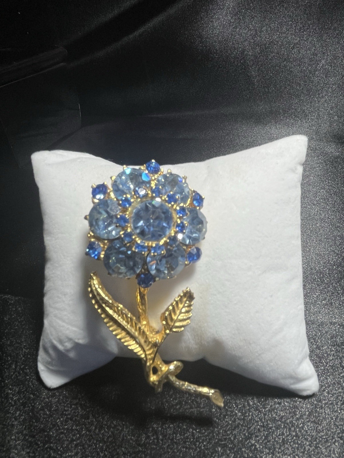 Vintage Edlee Blue Flower Brooch-Signed