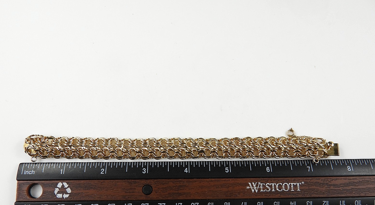 Vintage 12K Gold Filled Rare Fancy Charm Bracelet Chunky Curb Link Safety Chain