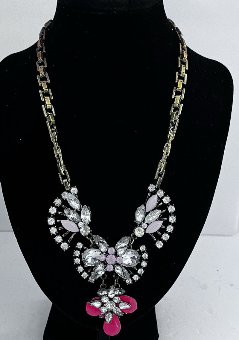 2 Statement Necklaces 1950s Style 1 Blue Stones 1 Pink Stones VINTAGE