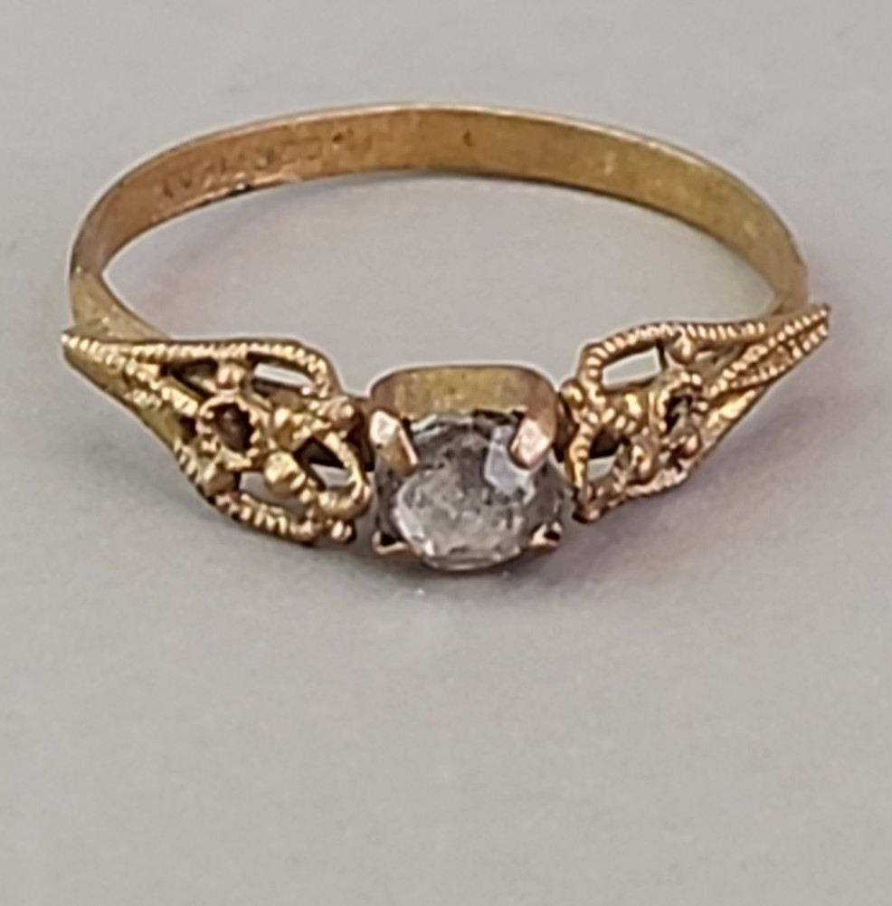Antique Paste Stone Ring Victorian Germany Gold Filled 7.25