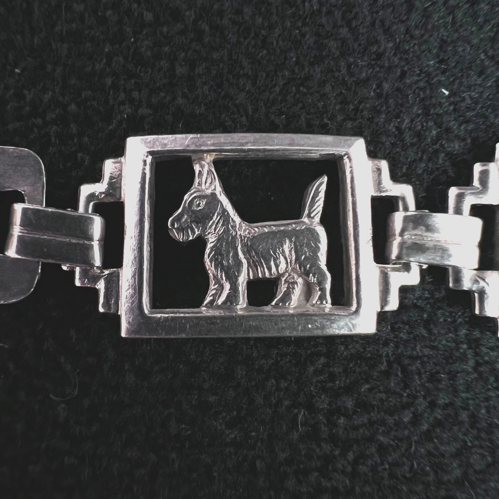 Sterling Silver Scottie Dog PanelBracelet 7.5″ .41g .925