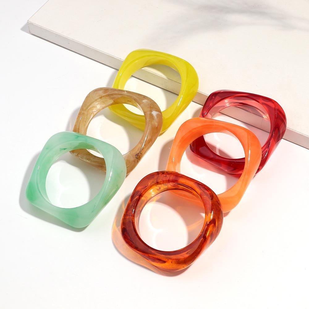 Vintage Acrylic Geometric Bangles – Trendy Wide Cuff Resin Bracelets for 2025