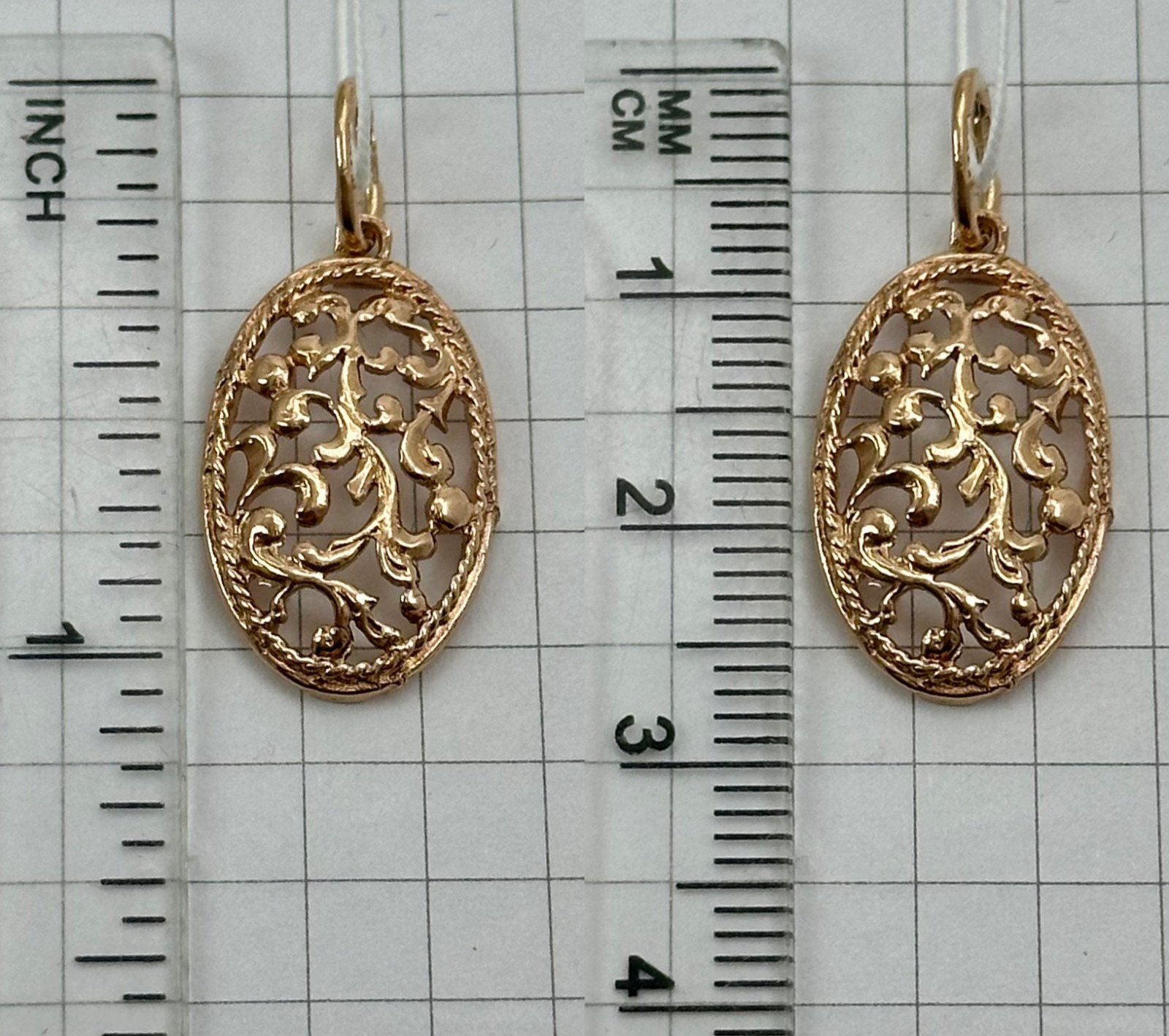 USSR Vintage Original Solid Rose Gold Pendant 583 14K Kyiv Ukraine 1980 1,72 g.