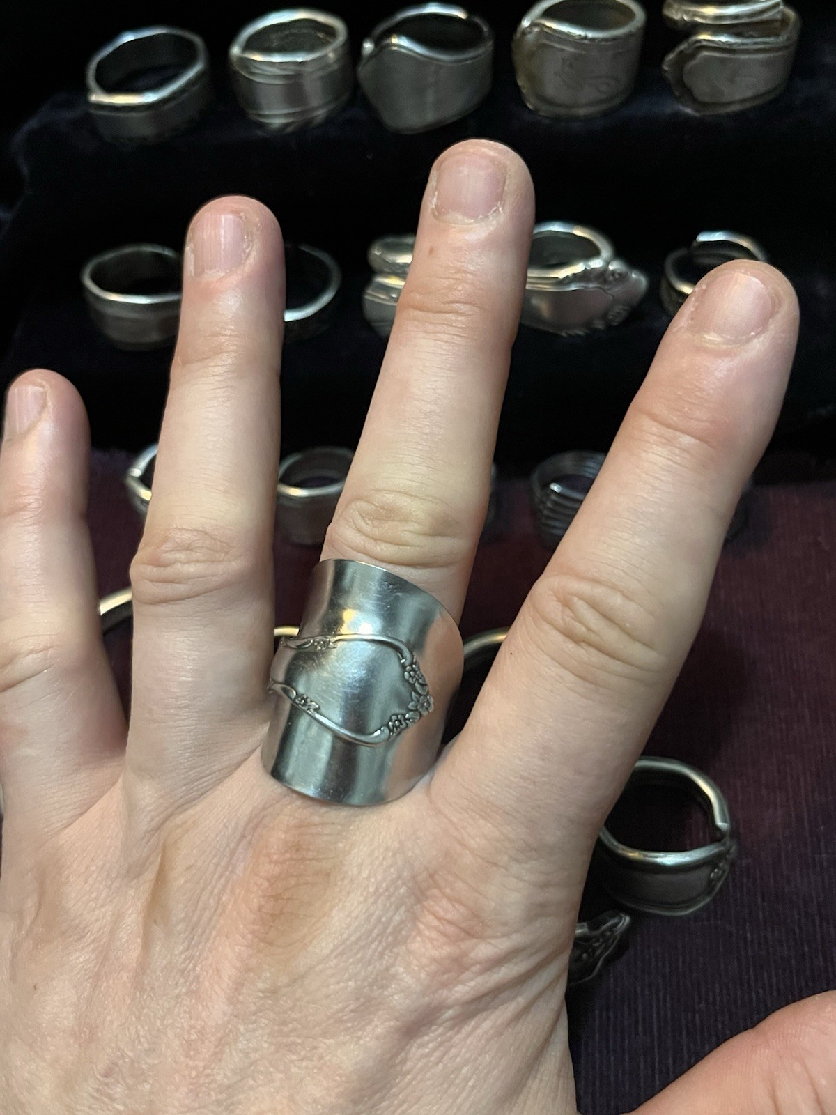 Spoon Ring & Bracelet Lot Of 24-Silver Plated & Stainless Steel Antique Deco