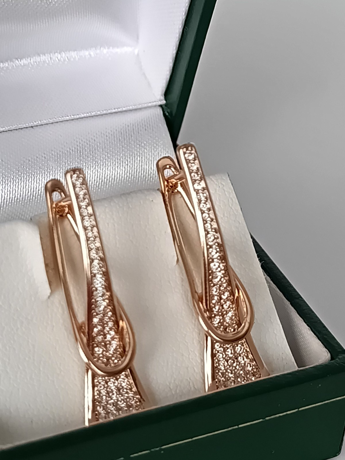 Vintage 1990-s 14 Ct Rolled Gold Zircons Earrings-Hallmarked 585 RG
